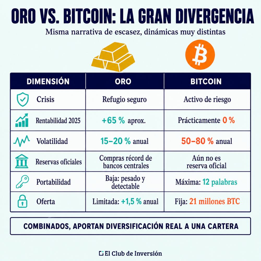 divergencias oro vs bitcoin