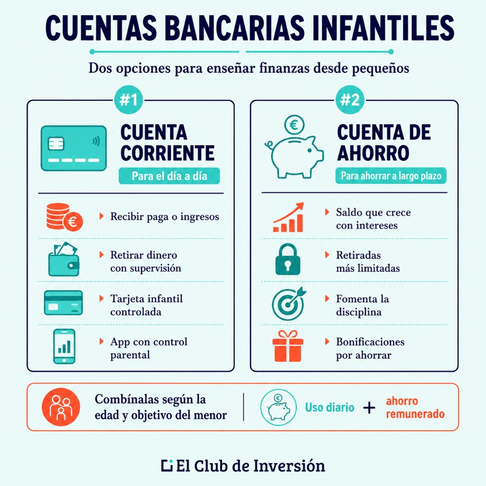 Tipos cuentas bancarias infantiles